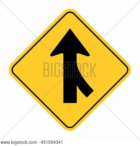 Merges Right Traffic Road Sign Isolated On White Background