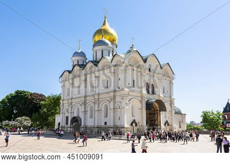 Moscow, Kremlin - June 2019: Arkhangelsky Cathedral Of Moscow Kremlin