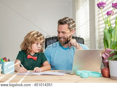 Webinar Video Lesson. Online Education On Laptop. Homeschooling And Estudy.