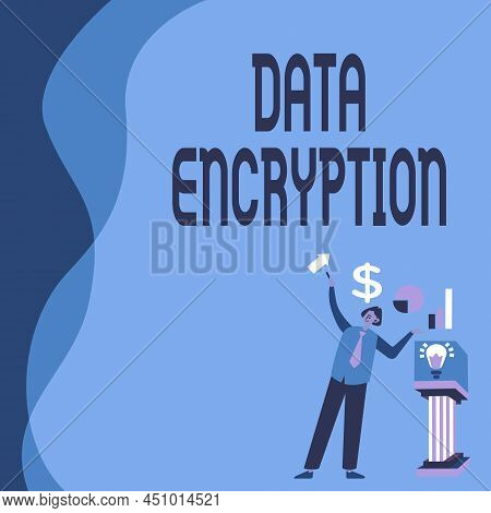 Text Caption Presenting Data Encryption. Business Concept Symmetrickey Algorithm For The Encrypting 