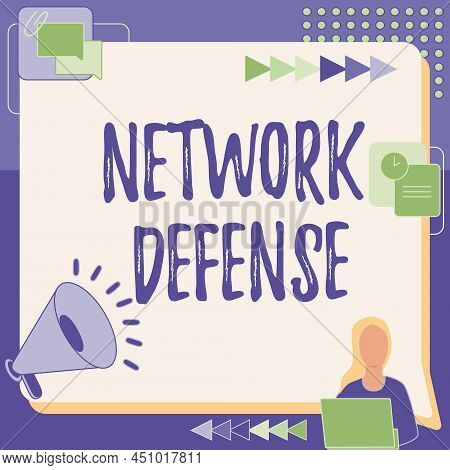 Handwriting Text Network Defense. Business Idea Easures To Protect And Defend Information From Disru