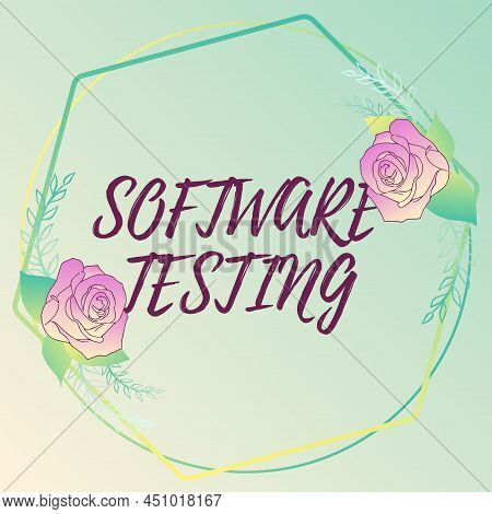 Sign Displaying Software Testing. Conceptual Photo Investigation Provide Information About The Quali