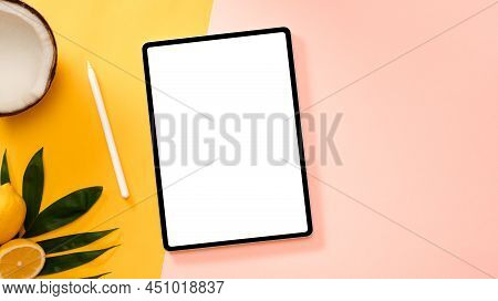 Tablet Touchpad Mockup On A Creative Colourful Background