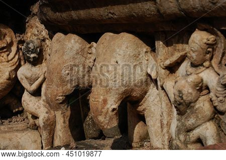 Ancient Architecture Ruins Building Of Wat Si Chum Temple And Pra Ajana Buddha Statues For Thai For