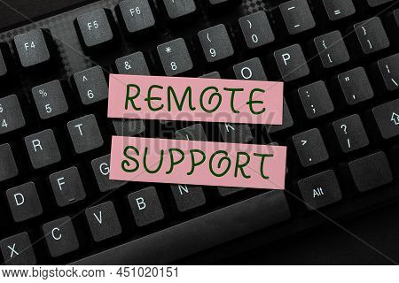 Conceptual Caption Remote Support. Internet Concept Help Endusers To Solve Computer Problems And Iss