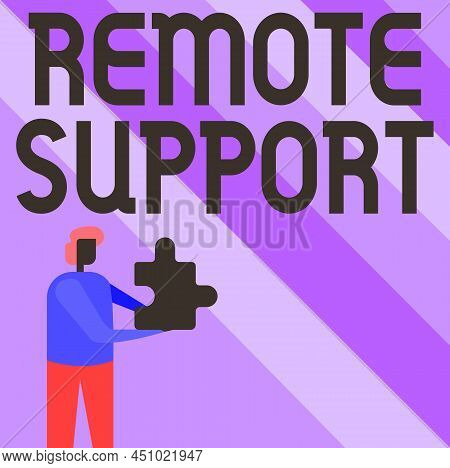 Conceptual Display Remote Support. Concept Meaning Help Endusers To Solve Computer Problems And Issu