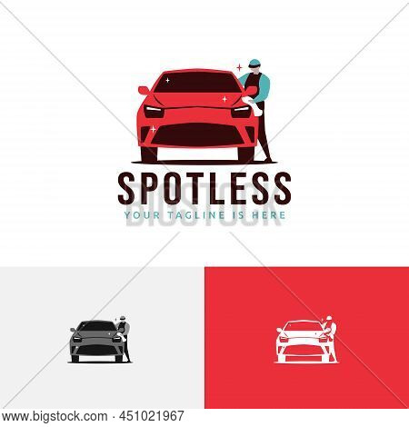 Man Clean Car Wash Carwash Spotless Auto Service Logo
