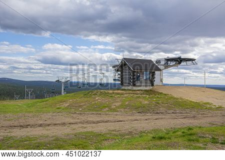 View Of The Ski Lift On The Top Of Kaunispaa Mountain, Saariselka, Lapland, Finland