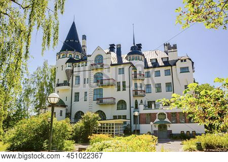Imatra, Finland - June 21 2020: View Of The Scandic Hotel Imatran Valtionhotelli