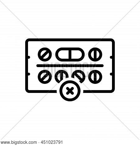 Black Line Icon For Expired Medicine Harmful Hazard Drug Elapse Terminate Passed Unhealthy Tablet