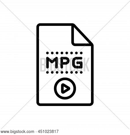 Black Line Icon For Mpg File Video Audio Format Movie Document Folder Multimedia