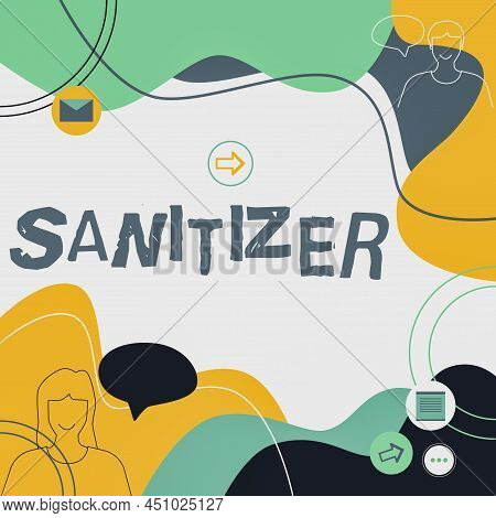 Inspiration Showing Sign Sanitizer. Business Showcase Liquid Or Gel Generally Used To Decrease Infec