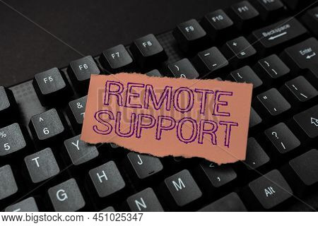 Text Sign Showing Remote Support. Internet Concept Help Endusers To Solve Computer Problems And Issu