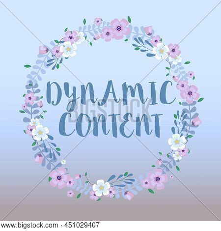 Sign Displaying Dynamic Content. Business Approach Web Content That Changes Based On The Behavior Of