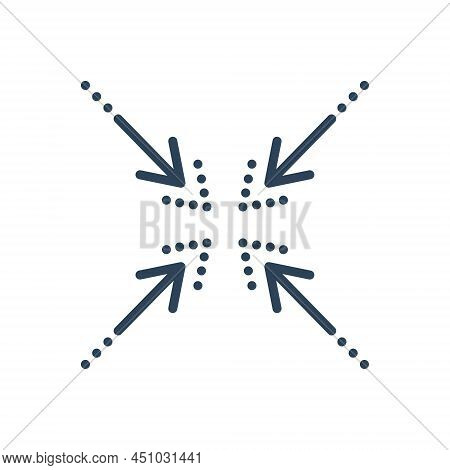 Color Illustration Icon For Collapse Cave-in Impact Reduce Compress Gravity Arrows Centripetal Point