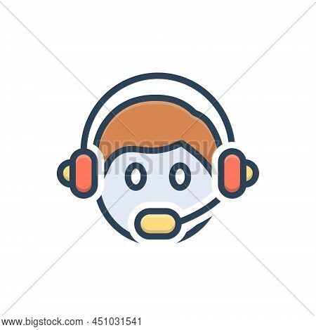 Color Illustration Icon For Assistant Subsidiary Auxiliary Accessory Helper Adjunct Operator Telemar