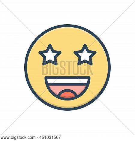 Color Illustration Icon For Exciting Wow Cheerful Excitement Expression Funny Happy Emoji Provocativ