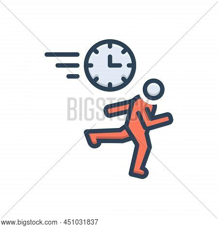 Color Illustration Icon For Rush Haste Babel Stampede Run Hurry-scurry Hasten Timeout Quick Urgent