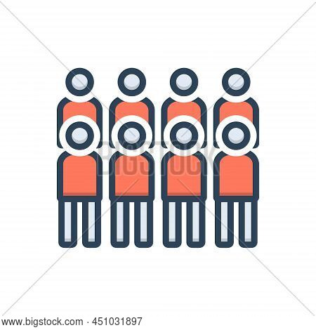 Color Illustration Icon For Rush Crowd Mob Multitude Horde Sequence Group People