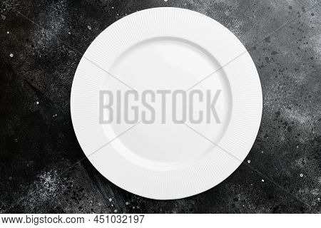 Porcelain Empty White Plate Set With Copy Space For Text Or Food With Copy Space For Text Or Food, T