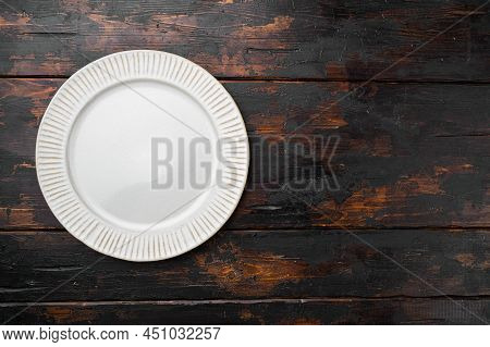 Empty Dinner Plate Set With Copy Space For Text Or Food With Copy Space For Text Or Food, Top View F