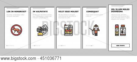 Pest Control Service Treatment Onboarding Mobile App Page Screen Vector. Woodworm Spider, Ant And Ra