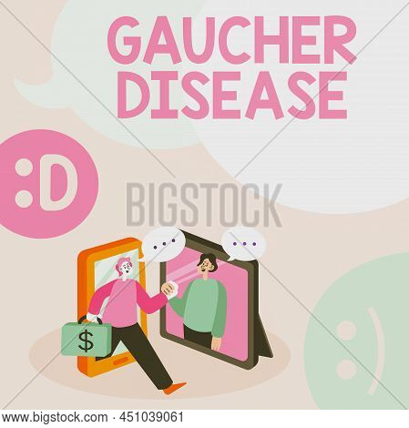 Handwriting Text Gaucher Disease. Word Written On Autosomal Recessive Inherited Disorder Of Metaboli