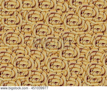 Full Screen Pattern Of Cake Slices, Pastry Abstract Texture Background