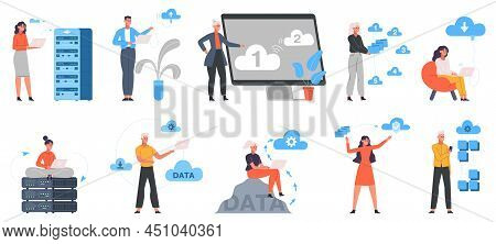 Cloud System, Online Data Storage And Cloud Engineering. Online Data Cloud Server Engineer Character