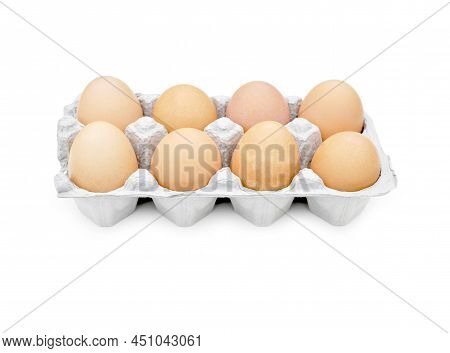 Farm Fresh Brown Eggs In An Egg Carton With Copy Space
