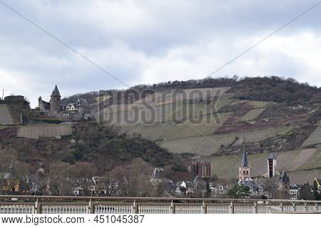 Bacharach, Germany - 03 14 2022: Bacharach And Burg Fürstenberg