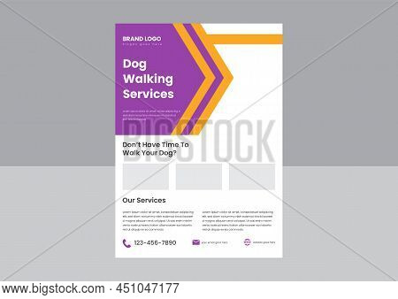 Dog Walker Service Flyer Poster Design. Dog Walkers At Your Service Flyer Design. Professional Dog W