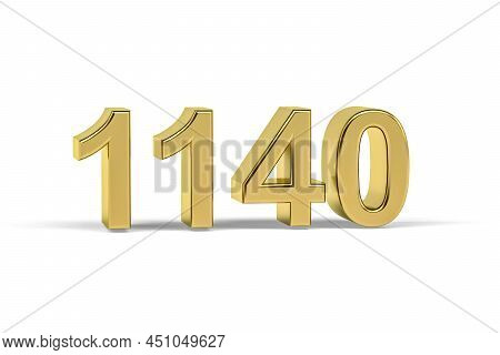 Golden 3d Number 1140 - Year 1140 Isolated On White Background - 3d Render