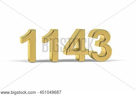 Golden 3d Number 1143 - Year 1143 Isolated On White Background - 3d Render