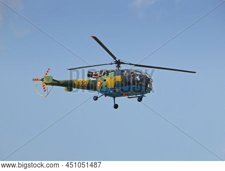 Braila, Romania - May 26, 2018. Military Iar-316b Helicopter At Vadeni Fly-in Air Show. The Iar 316 