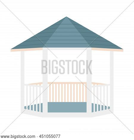 Outdoor Gazebo For Backyard Semi Flat Color Vector Object. Full Sized Item On White. Elegant Pavilio