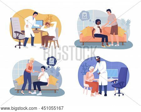 Sudden Feeling Of Fear 2d Vector Isolated Illustration. Intense Terror. Panic Attack Flat Characters