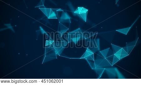 Business Futuristic Backdrop. Network Connection Structure Cyberspace With Moving Particles. Big Dat