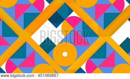 Animated Collage Of Geometric Shapes. Motion. Colorful Geometric Shapes Move In Animated Application