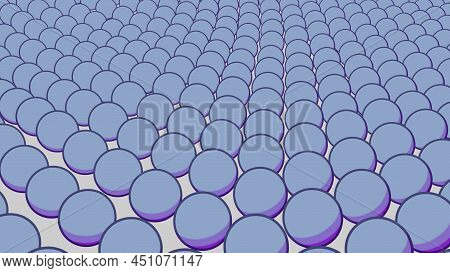 3d Fields With Moving Waves Of Balls. Design. Beautiful Surface Of Animated Balls Moving In Waves. B