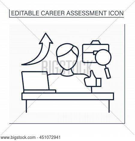 Enjoyment Line Icon. Job Satisfaction. Worker Contentedness With Job. High Productivity. Career Asse
