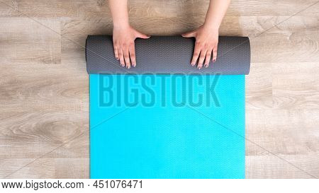 Elevate View Female Hands In Sportswear Doing Healthy Yoga In The House Indoor