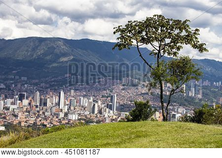 Medellin, Antioquia. Colombia - March 13, 2022. Panoramic Of The City. It Is A Municipality Of Colom