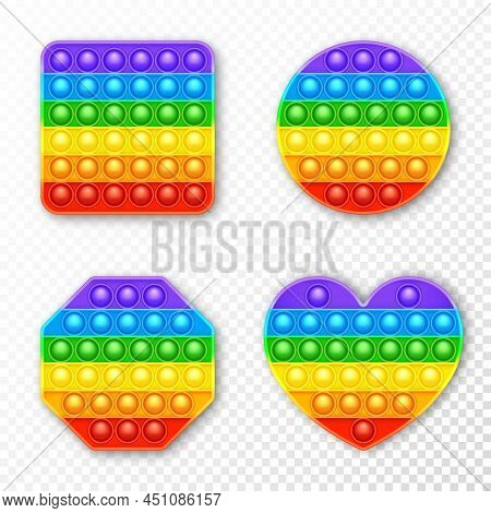 Colorful Silicone Anti-stress Pop It Toy. Trendy Sensory Game For Children. Rainbow Push Pop Fidget 