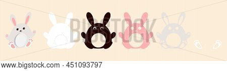 Cute Bunny Candy Ornament. Layered Paper Decoration Treat Holder For Dome. Hanger For Sweets, Candie
