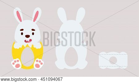 Cute Easter Bunny Chocolate Egg Holder. Retail Paper Box For The Easter Egg. Printable Color Scheme.