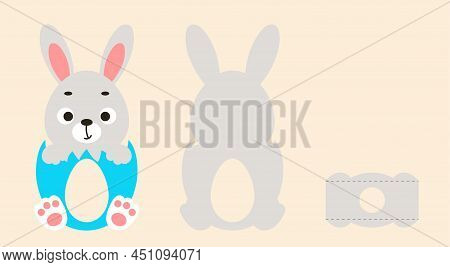 Cute Easter Bunny Chocolate Egg Holder. Printable Color Scheme. Print, Cut Out, Glue. Retail Paper B
