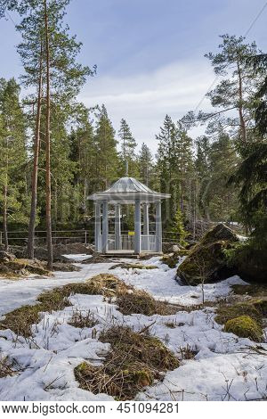 View Of The Pavilion On The Bank Of The Vuoksi River, Imatrankoski, Kruununpuisto Park, Imatra, Finl