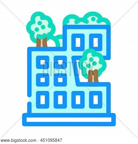 House Decorated Trees Color Icon Vector. House Decorated Trees Sign. Isolated Symbol Illustration