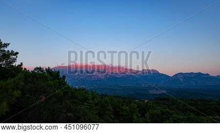 View Of The Mountain At Sunset From The Observation Deck Of Tazy Canyon, Turkey